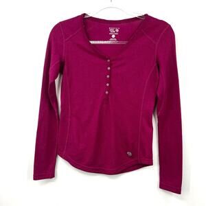 Mountain Hardwear Women's Lightweight Henley Top Long Sleeve Burgundy‎ Size XS